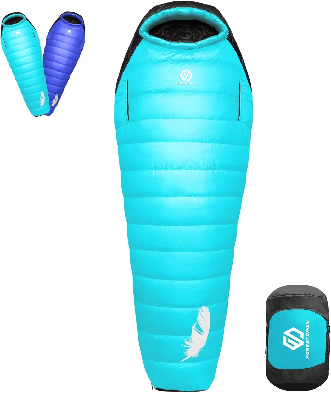 32/15 Degree F Down Sleeping Bag, 550/650 Down Fill Power Cold-Weather Mummy Sleeping Bag for Adults, Ultralight 4 Season Camping, Hiking, Backpacking