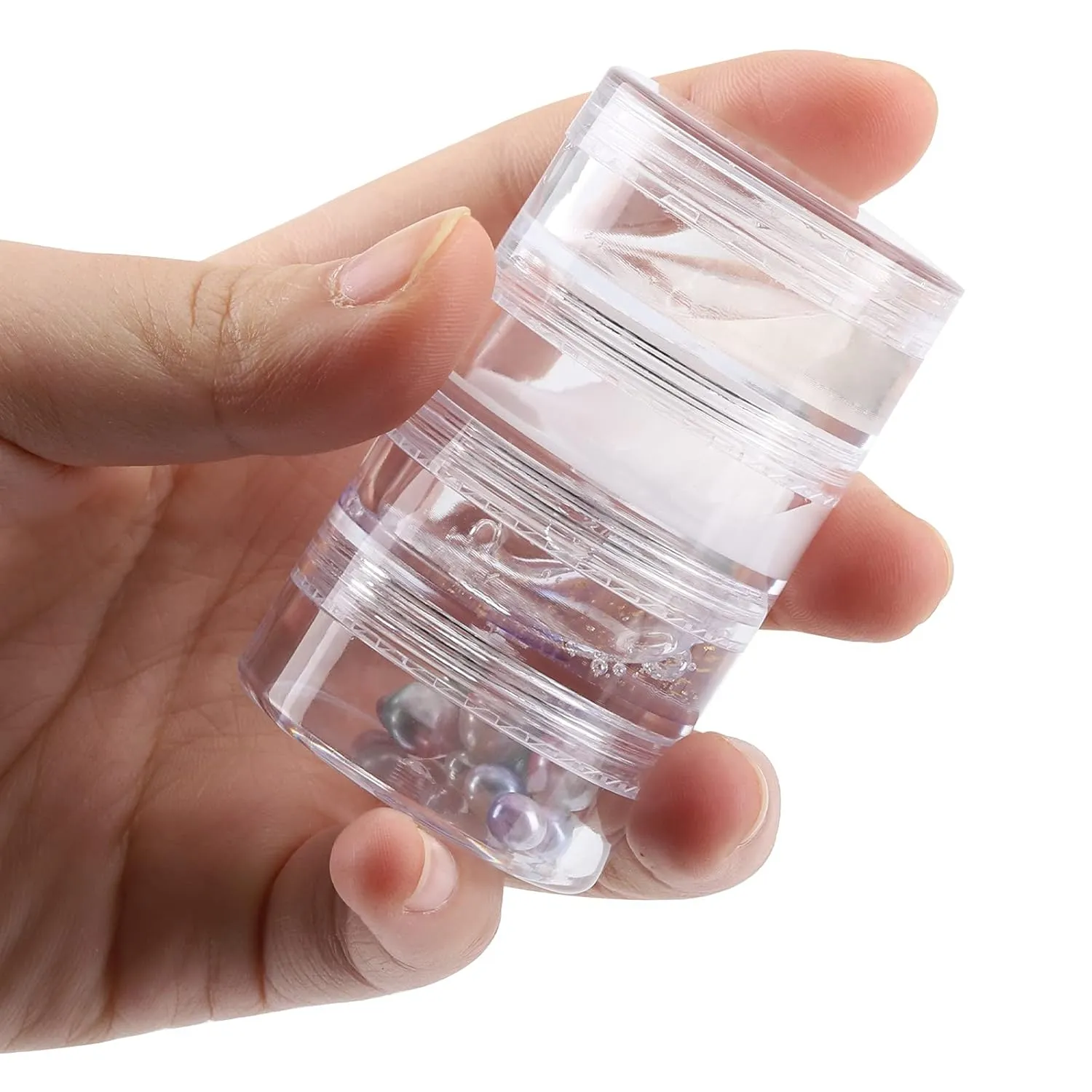 5 Set (20 Pieces) Stackable Cosmetic Containers with Screw Lids and Labels??0 Grams Clear Plastic Empty Jars Small Makeup Sample Containers for Beauty Products