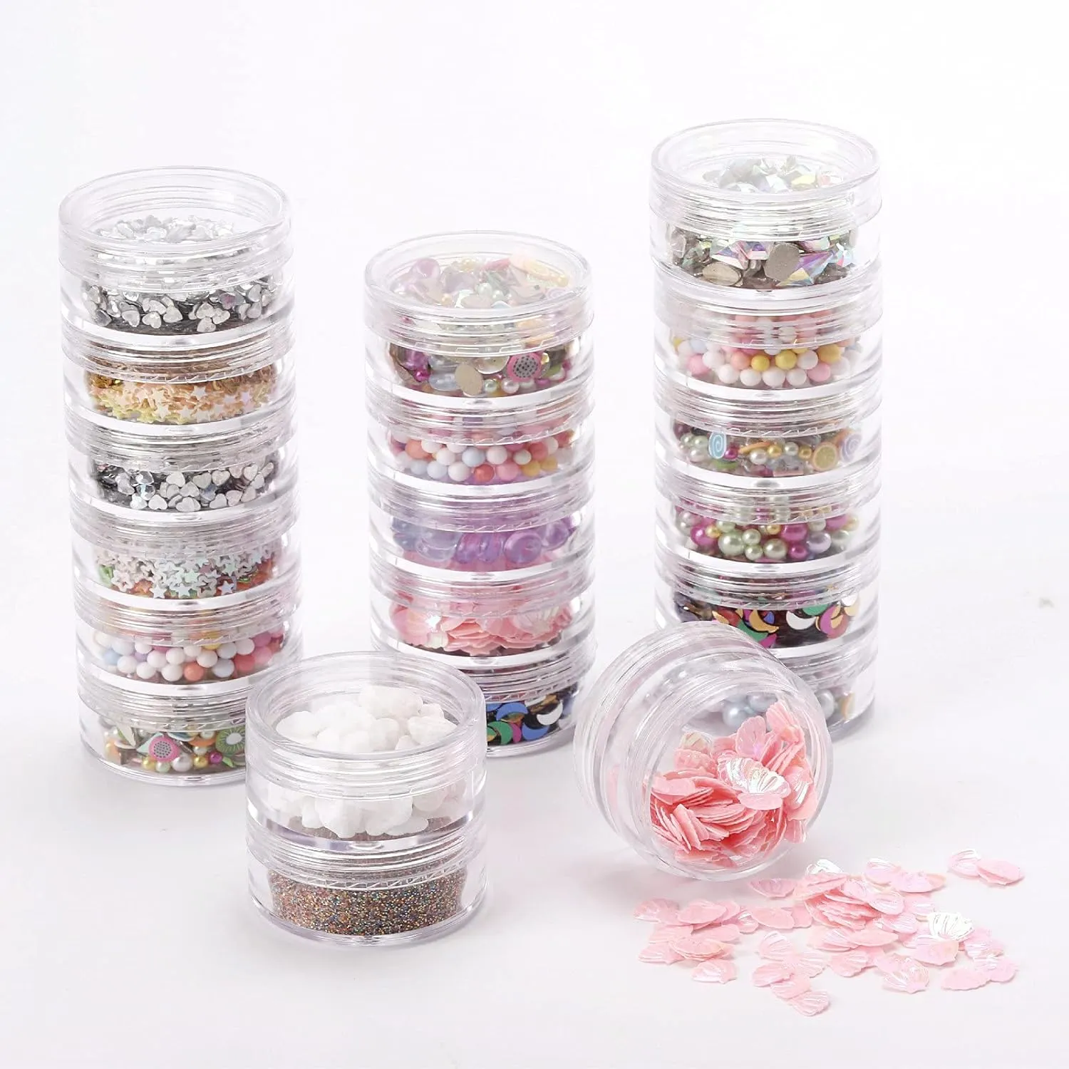 5 Set (20 Pieces) Stackable Cosmetic Containers with Screw Lids and Labels??0 Grams Clear Plastic Empty Jars Small Makeup Sample Containers for Beauty Products