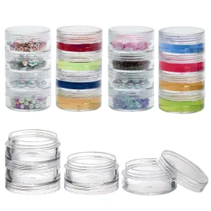 5 Set (20 Pieces) Stackable Cosmetic Containers with Screw Lids and Labels??0 Grams Clear Plastic Empty Jars Small Makeup Sample Containers for Beauty Products