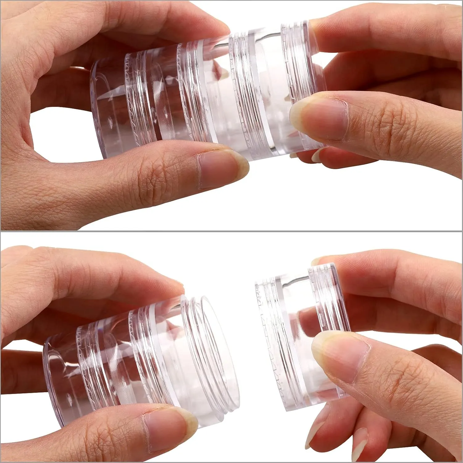5 Set (20 Pieces) Stackable Cosmetic Containers with Screw Lids and Labels??0 Grams Clear Plastic Empty Jars Small Makeup Sample Containers for Beauty Products