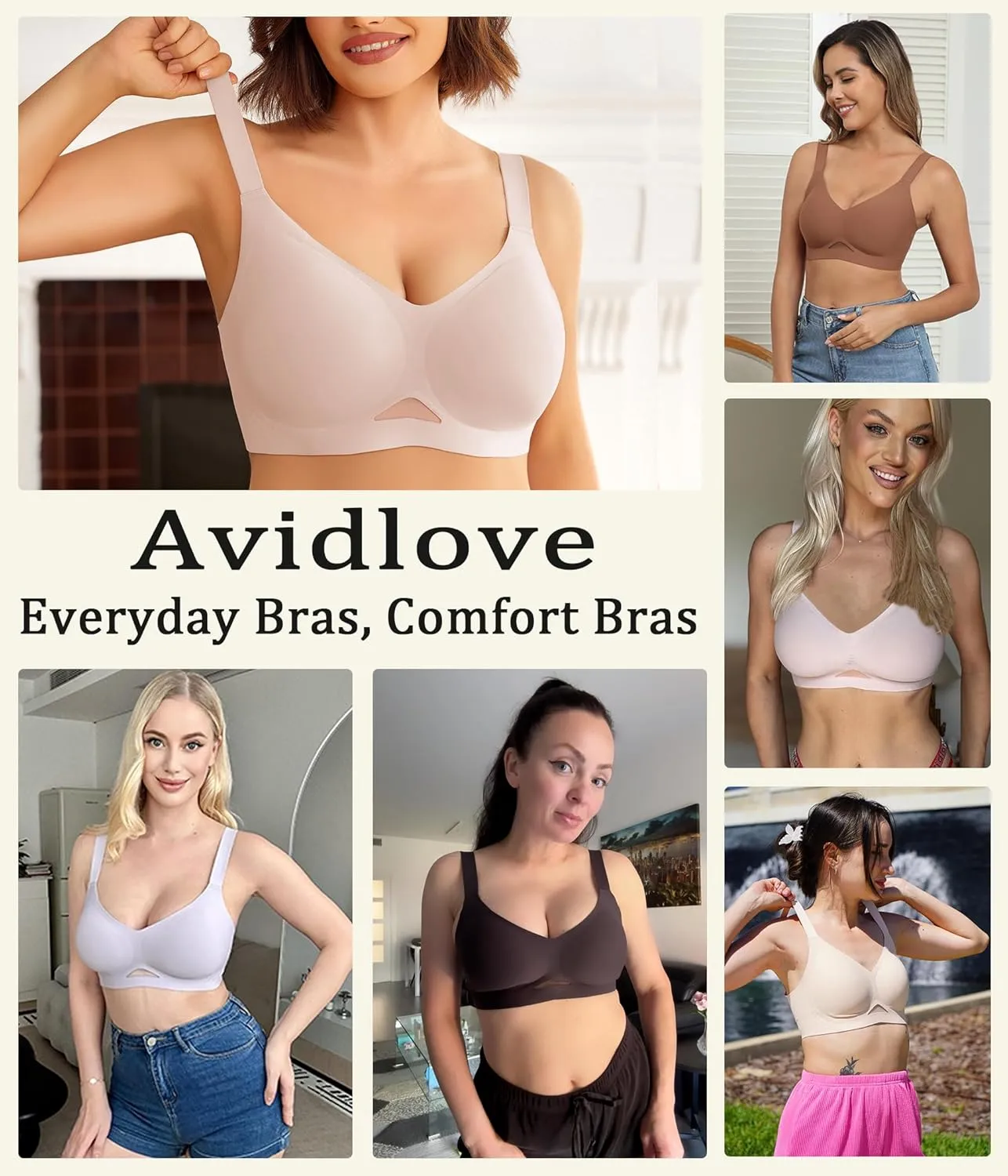Avidlove Wireless Bras for Women Bras No Underwire Seamless Push Up Bralette Full Coverage Comfort Bra Everyday Bra