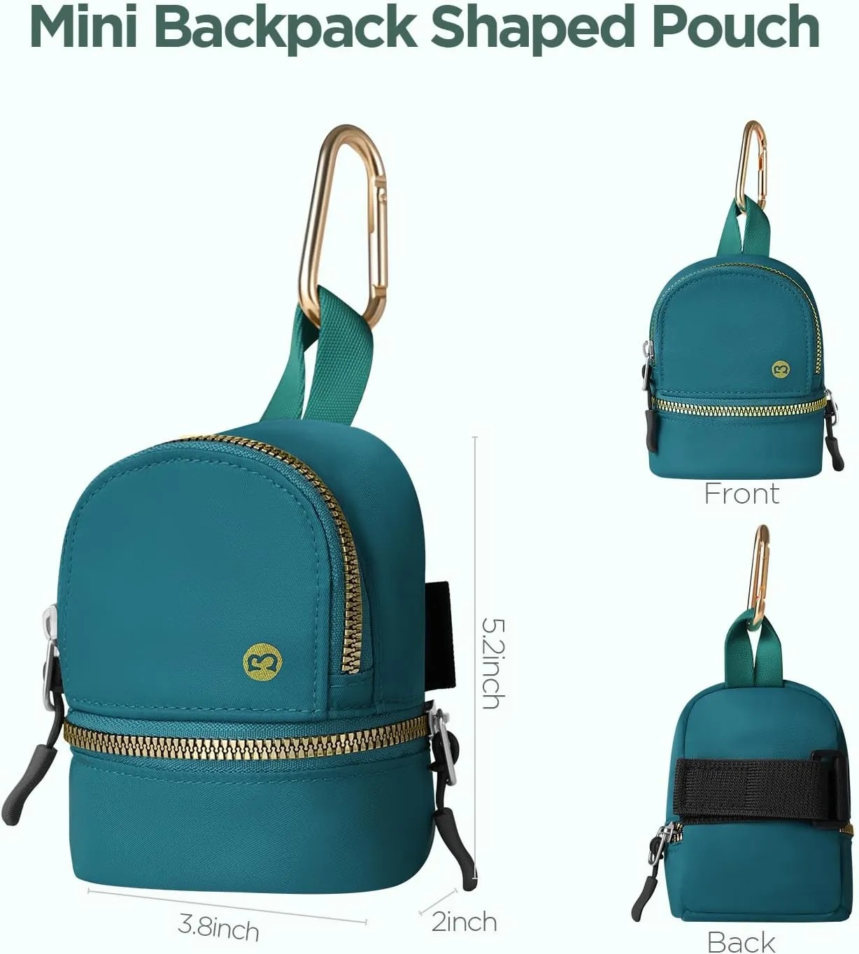 Babysun Mini Backpack Keychain Wristlet Pouch Small Change Coin Purse Cute Zipper Wallet With 3 RFID Card Slots For Women/Men Airpods Cosmetics