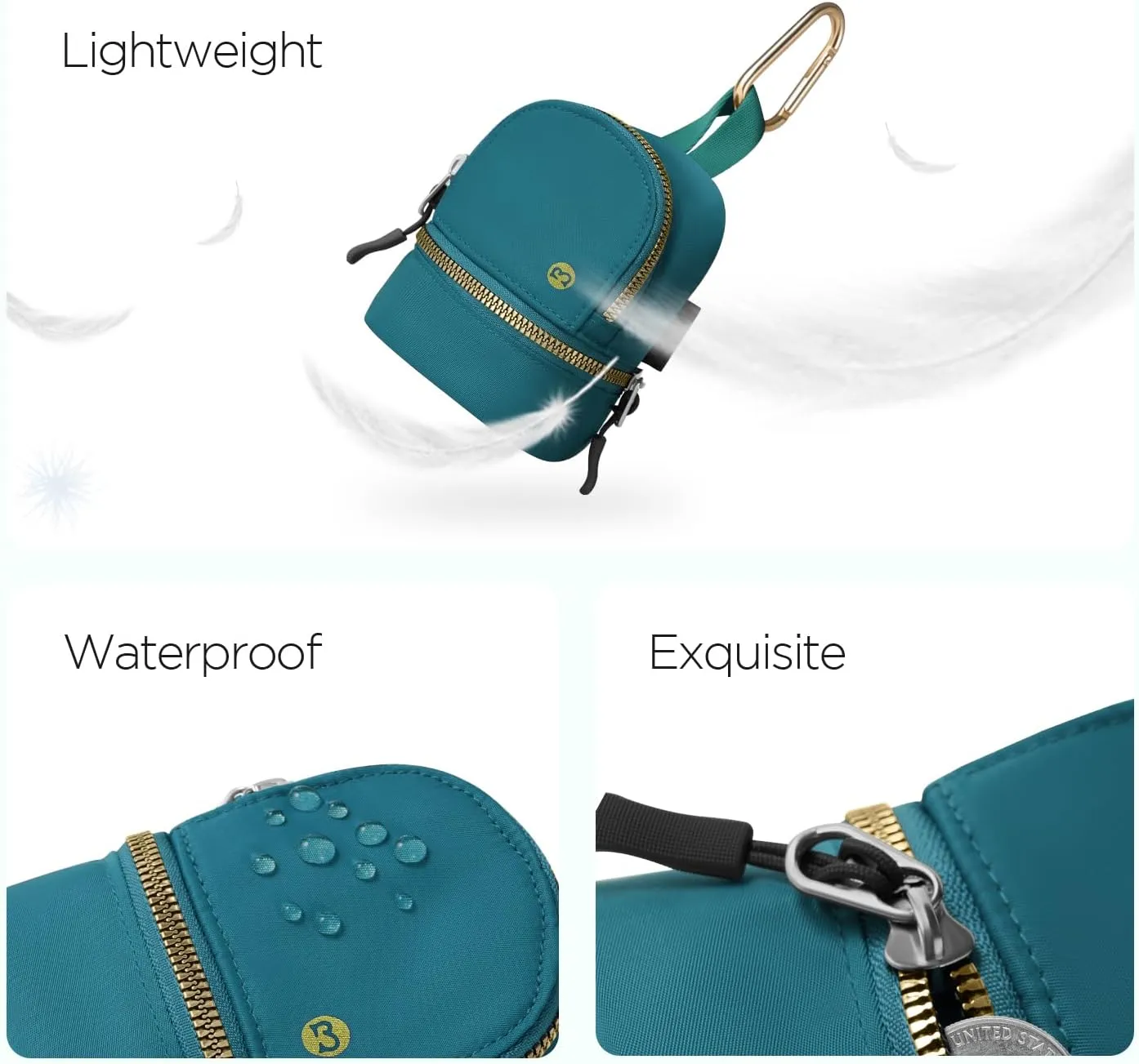 Babysun Mini Backpack Keychain Wristlet Pouch Small Change Coin Purse Cute Zipper Wallet With 3 RFID Card Slots For Women/Men Airpods Cosmetics