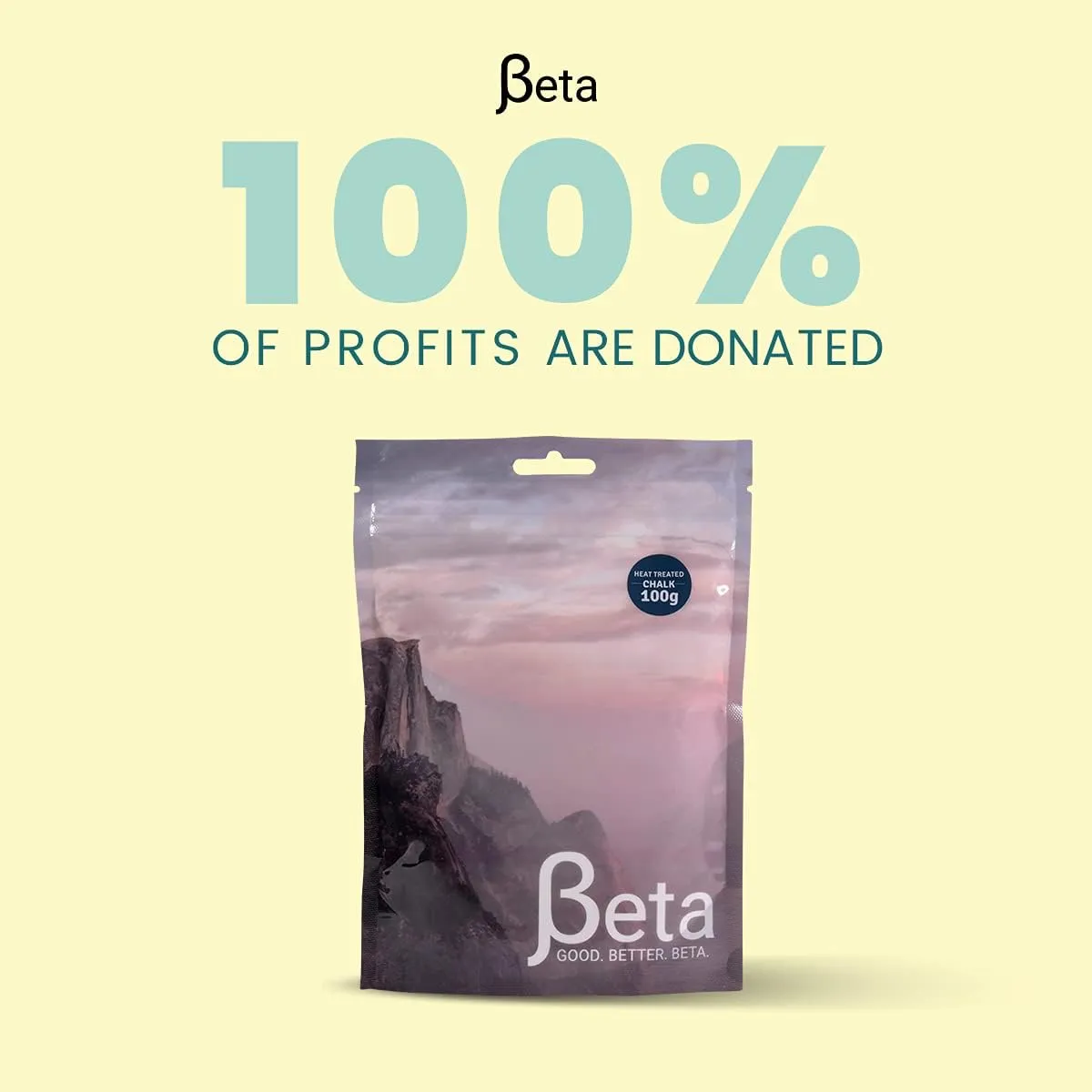 Beta Rock Climbing Chalk Premium, Heat Treated Loose Powdered Rock Climbing Chalk Made with 100% Magnesium Carbonate. 100% of Profits Donated. The Strongest Grip Possible. (Chalk Powder, Hand Chalk)