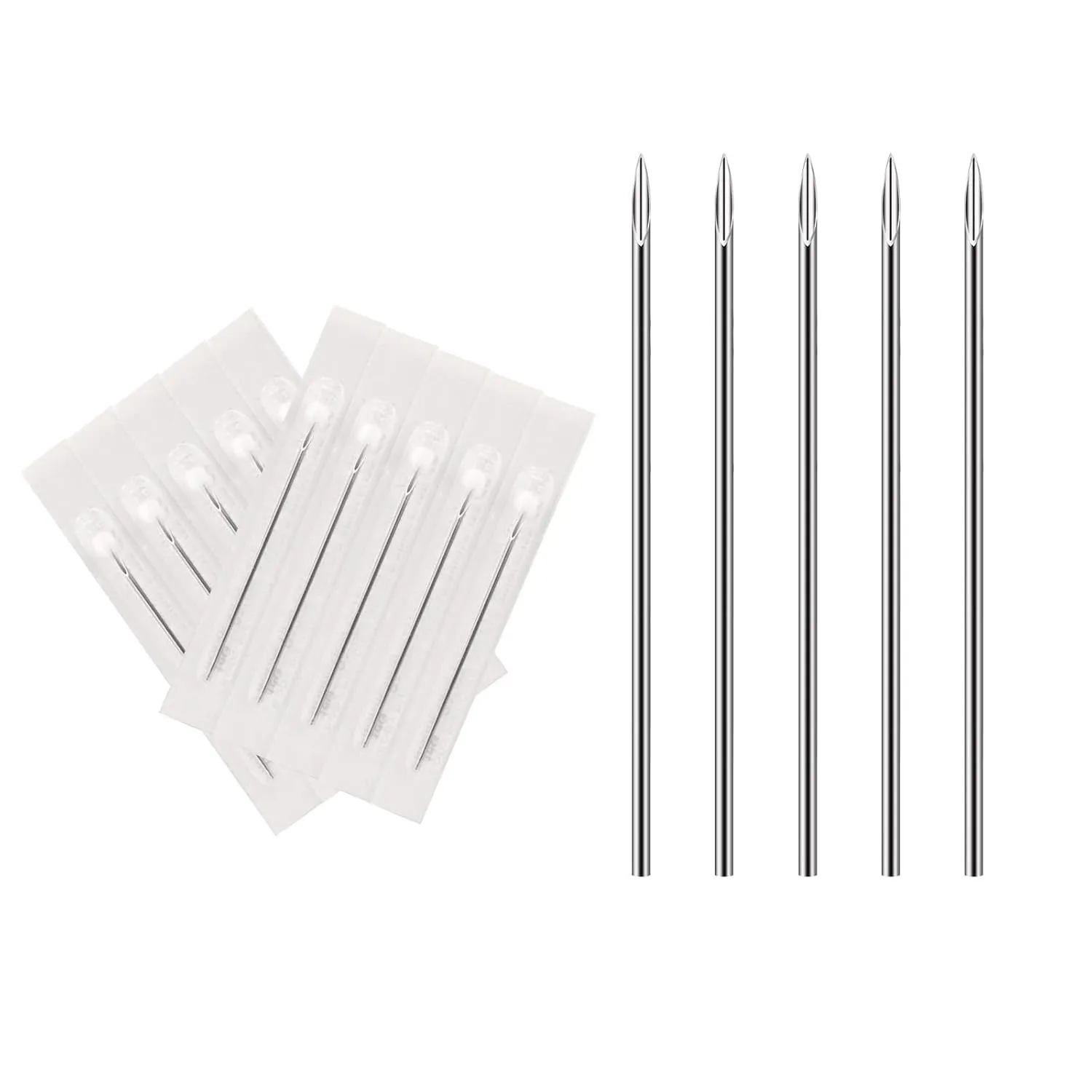 Body Piercing Needles, ATOMUS 10pcs 16G Stainless Steel Sterile Disposable Ear Nose Navel Nipple Lip Piercing Needles