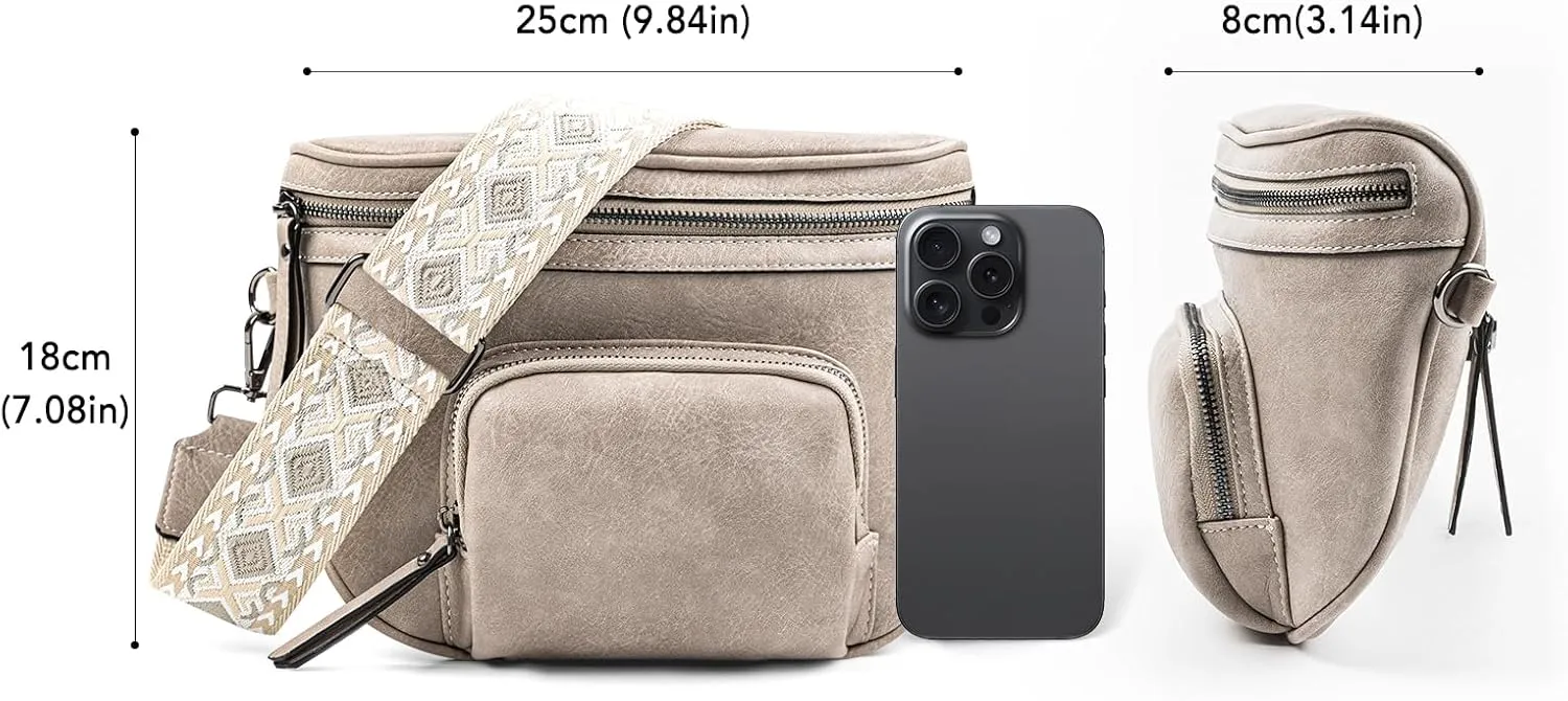 Fanny Pack Crossbody Sling Bag for Women Waist Bag Travel Belt Bags Bum Bag Gifts for Women Men (Light Clay)