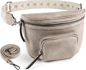 Fanny Pack Crossbody Sling Bag for Women Waist Bag Travel Belt Bags Bum Bag Gifts for Women Men (Light Clay)