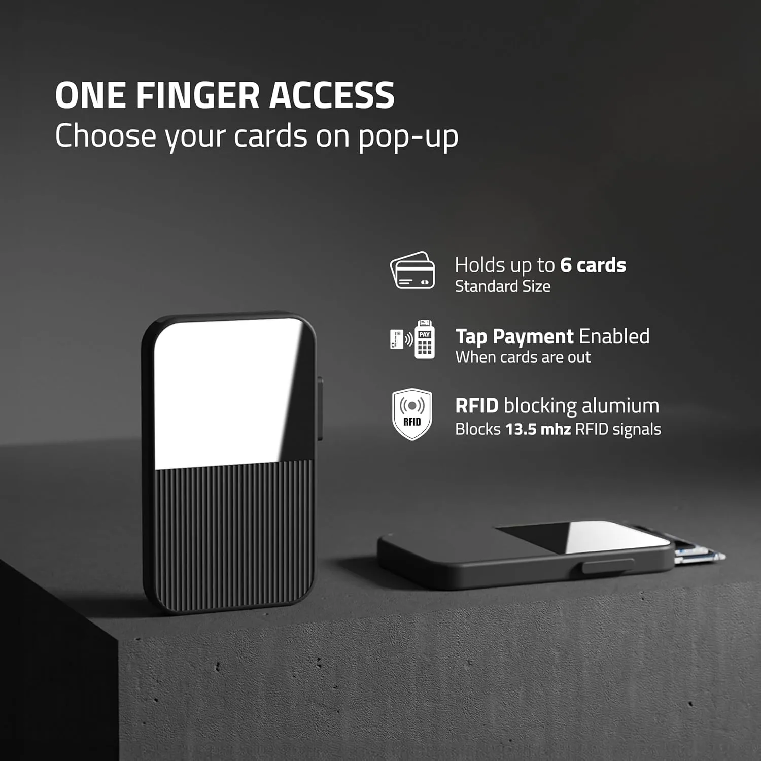 Fidelo Slim Wallet for Men  RFID Blocking Minimalist Credit Card Holder with Sliding Pop-Up Design, Front Pocket Wallet