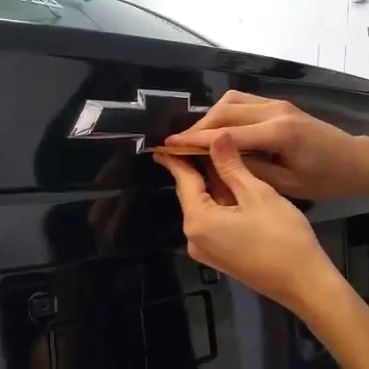 Free Tool Kit 2Pcs 5"x10" Compatible with Chevy Emblem Bowtie Satin Chrome Pink Vinyl Wrap Sticker Decal Film Sheet