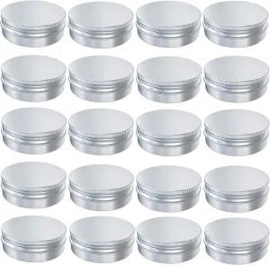 Goiio 20 Pcs 0.5 Ounce Aluminum Tin Jar 15 ML Refillable Container, with Screw Lid, Silver