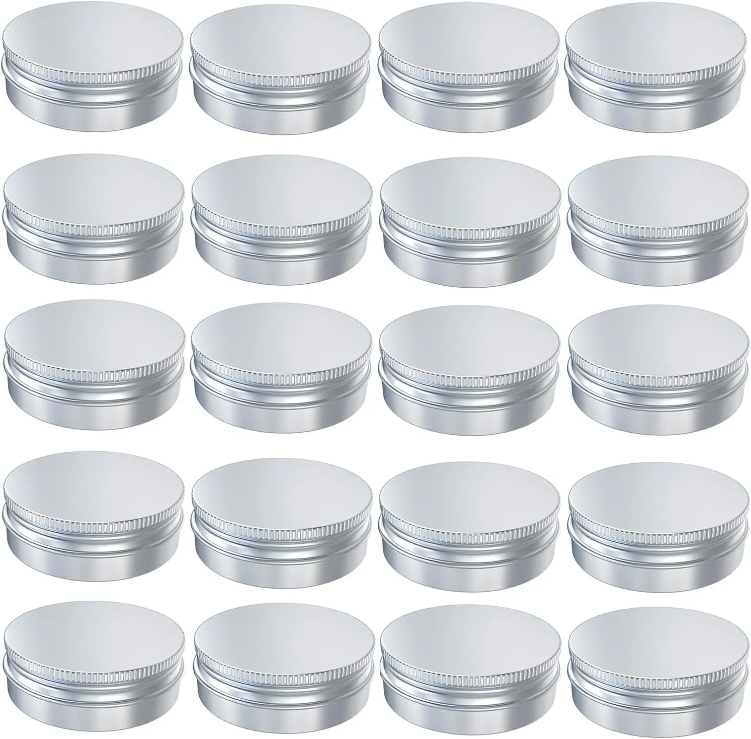 Goiio 20 Pcs 0.5 Ounce Aluminum Tin Jar 15 ML Refillable Container, with Screw Lid, Silver