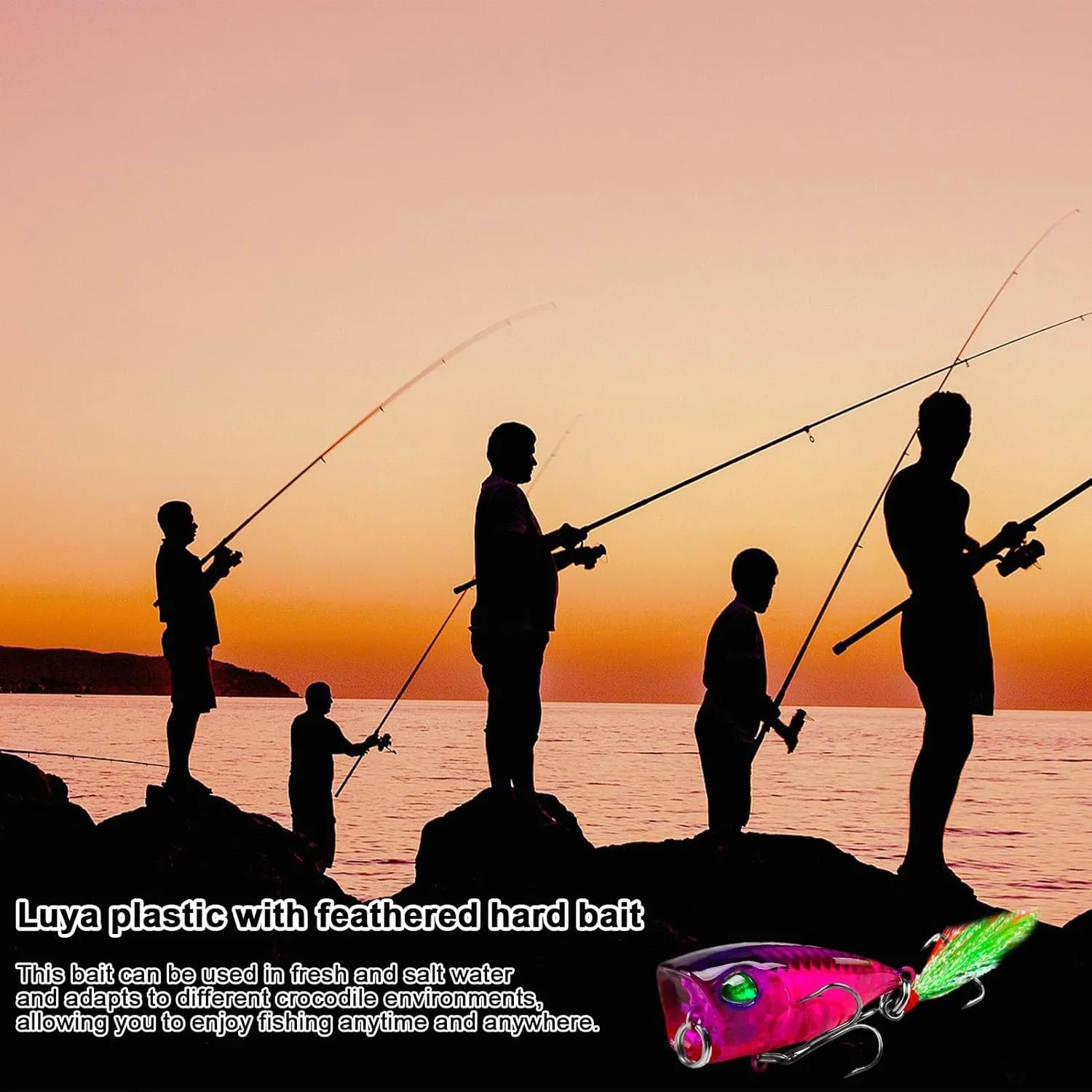 Hard Swimbaits - Hard Fishing Lures, Bass Fishing Lure, Hard Fishing Bait with Feather | Top Water Fishing Lures, Bass Fishing Lures for Freshwater Saltwater, Realistic Hard Bait Lure with Feather