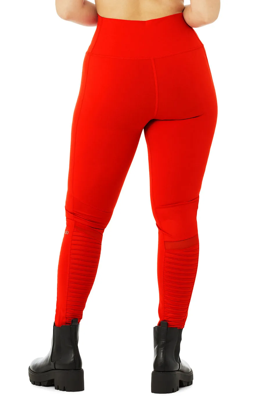 High-Waist Moto Legging - Cherry