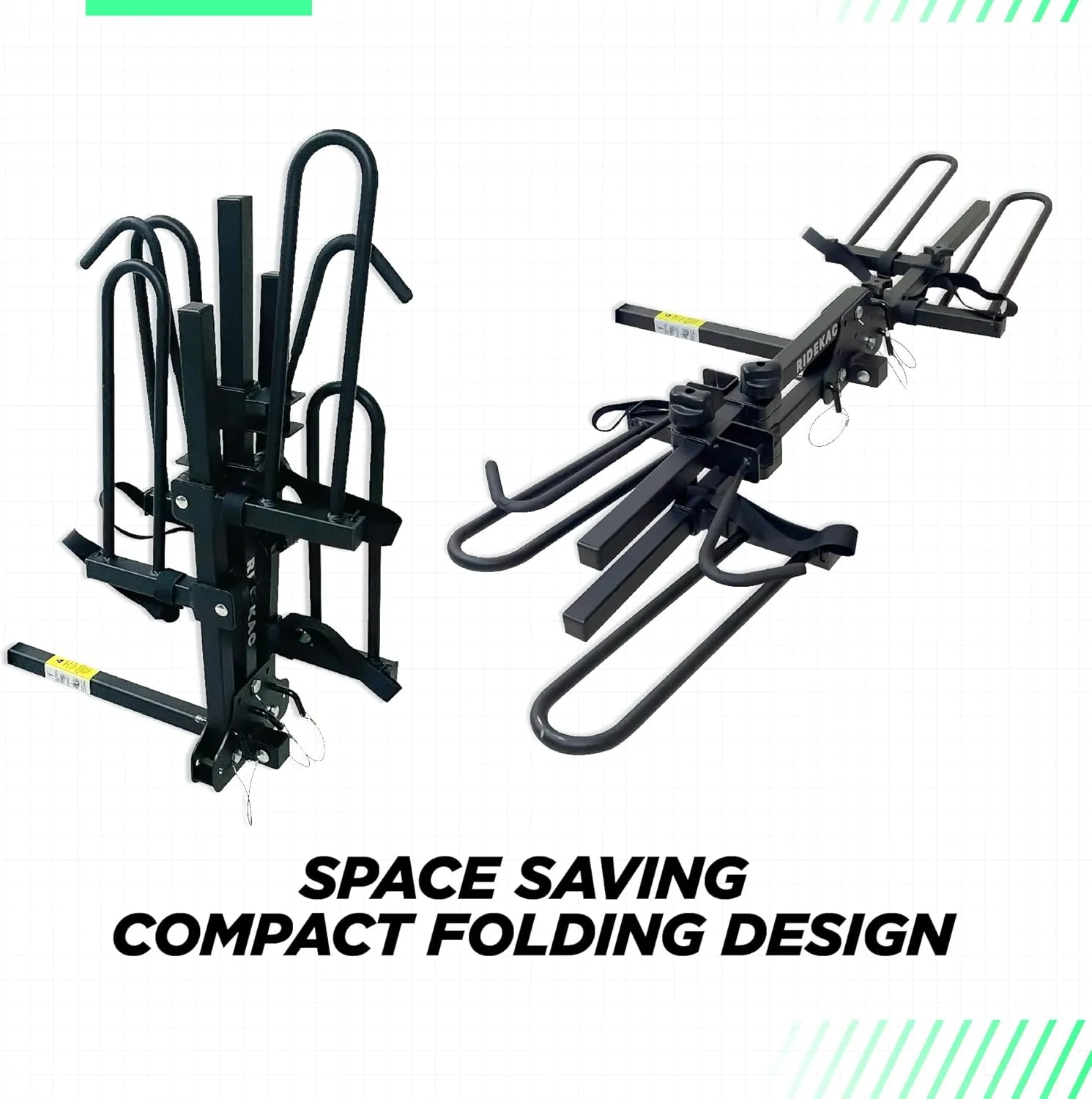 KAC E2 1.25" & 2" Hitch Mounted Rack 2-Bike Platform Style Carrier for Standard and Fat Tire Bicycles - 2 Bikes X 30 lbs (60 lbs Total) Heavy Weight Capacity - Hitch Adapter Included
