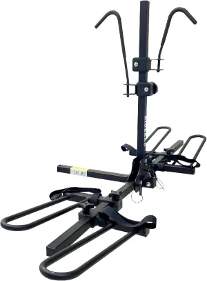KAC E2 1.25" & 2" Hitch Mounted Rack 2-Bike Platform Style Carrier for Standard and Fat Tire Bicycles - 2 Bikes X 30 lbs (60 lbs Total) Heavy Weight Capacity - Hitch Adapter Included