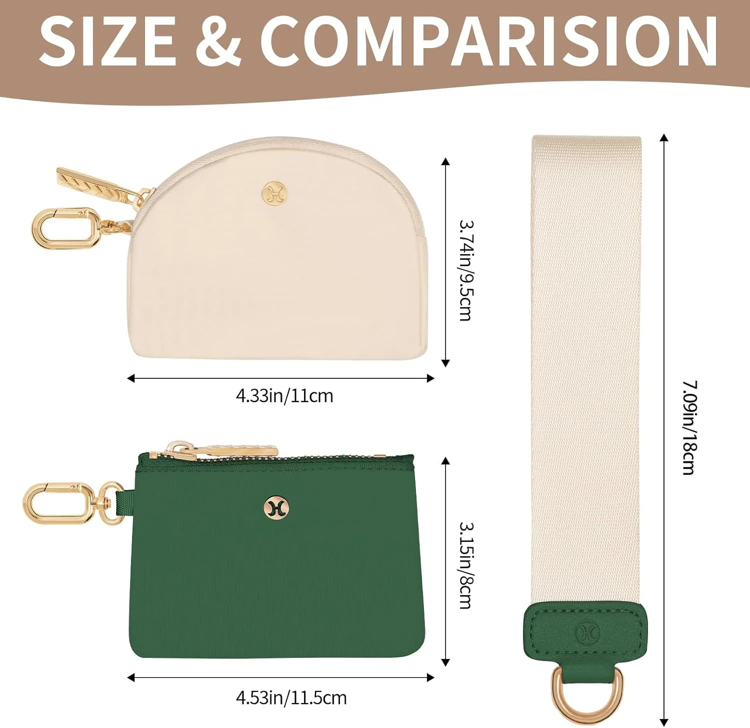 Keychain Wallet, Detachable Dual Pouch Wristlet Wallets for Women Men, Portable Mini Zip Around Small Wallet Coin Purse