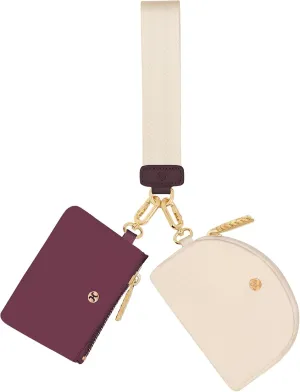 Keychain Wallet, Detachable Dual Pouch Wristlet Wallets for Women Men, Portable Mini Zip Around Small Wallet Coin Purse