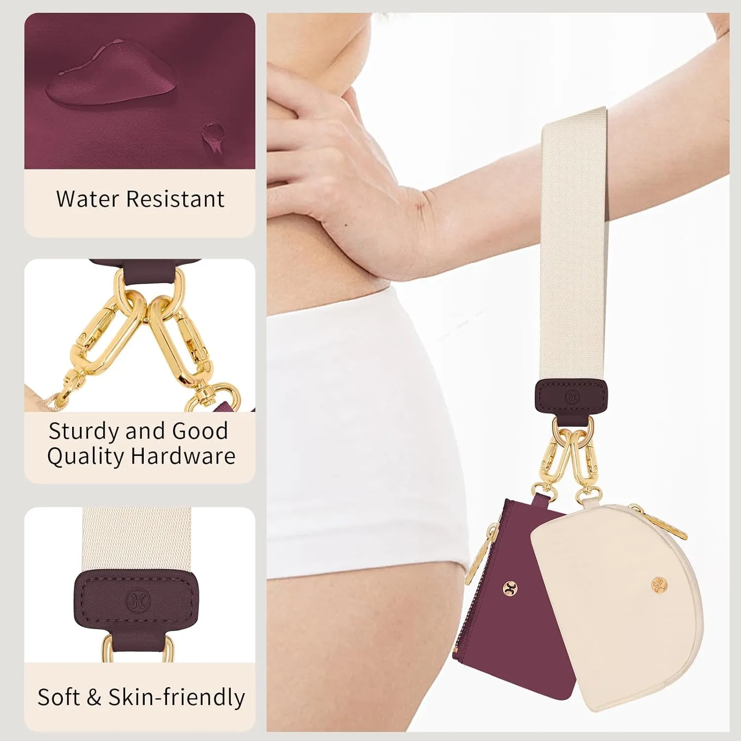 Keychain Wallet, Detachable Dual Pouch Wristlet Wallets for Women Men, Portable Mini Zip Around Small Wallet Coin Purse