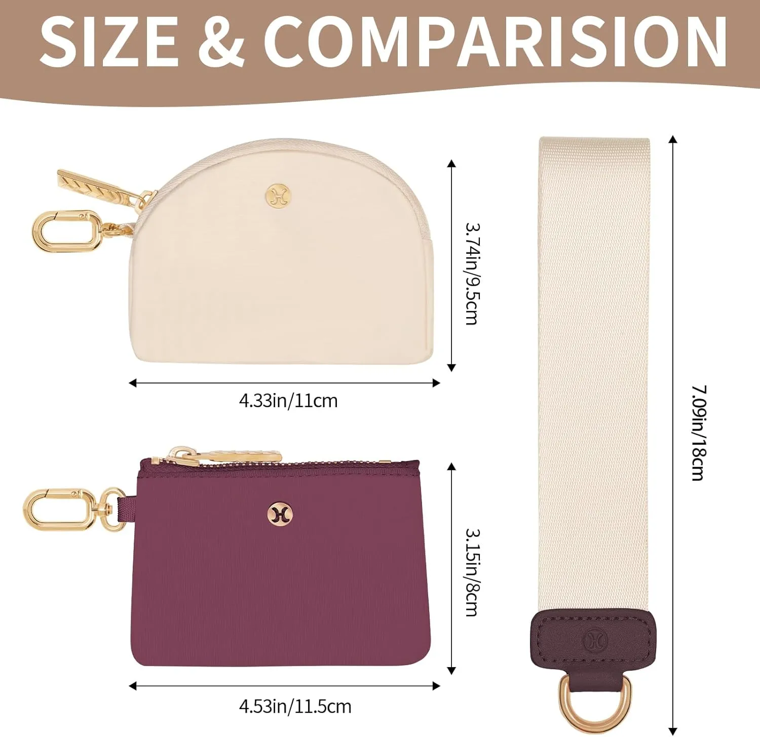 Keychain Wallet, Detachable Dual Pouch Wristlet Wallets for Women Men, Portable Mini Zip Around Small Wallet Coin Purse
