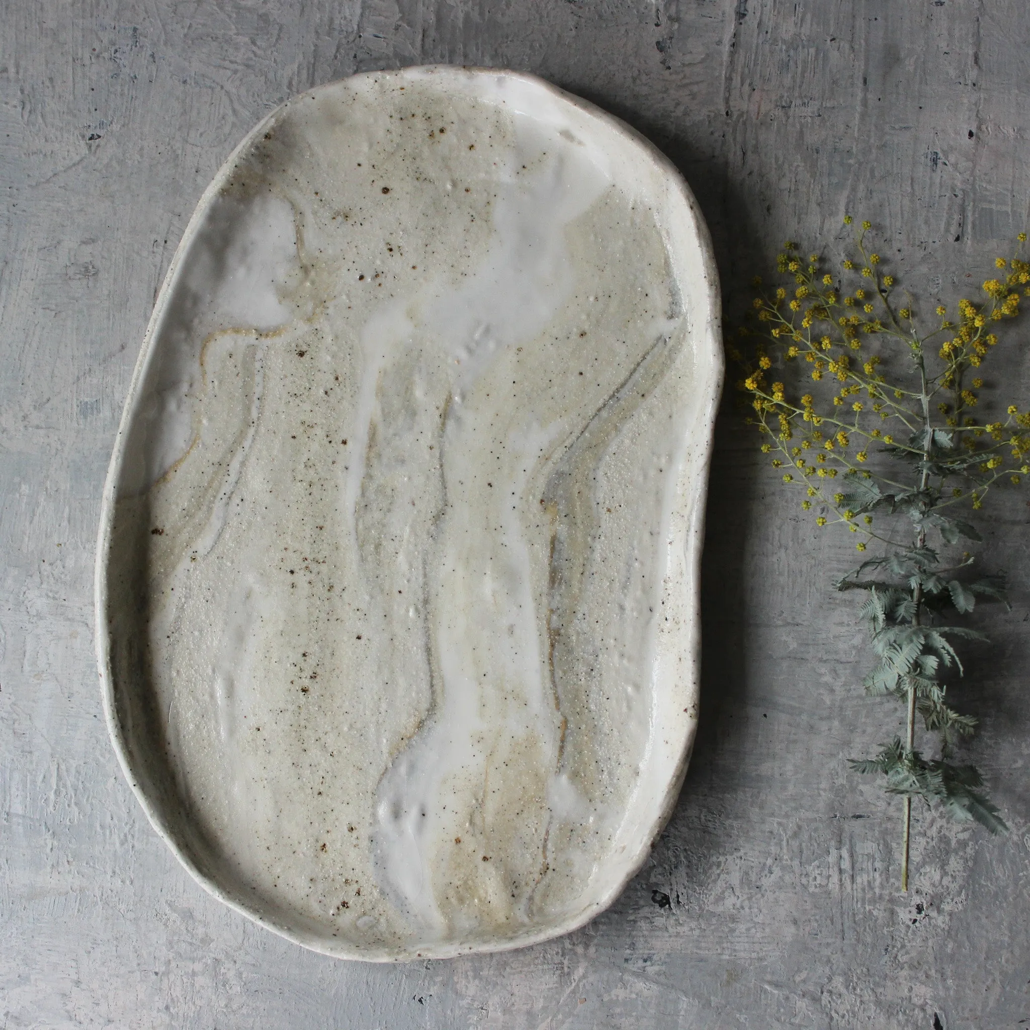 Large Marbled Ceramic Plates