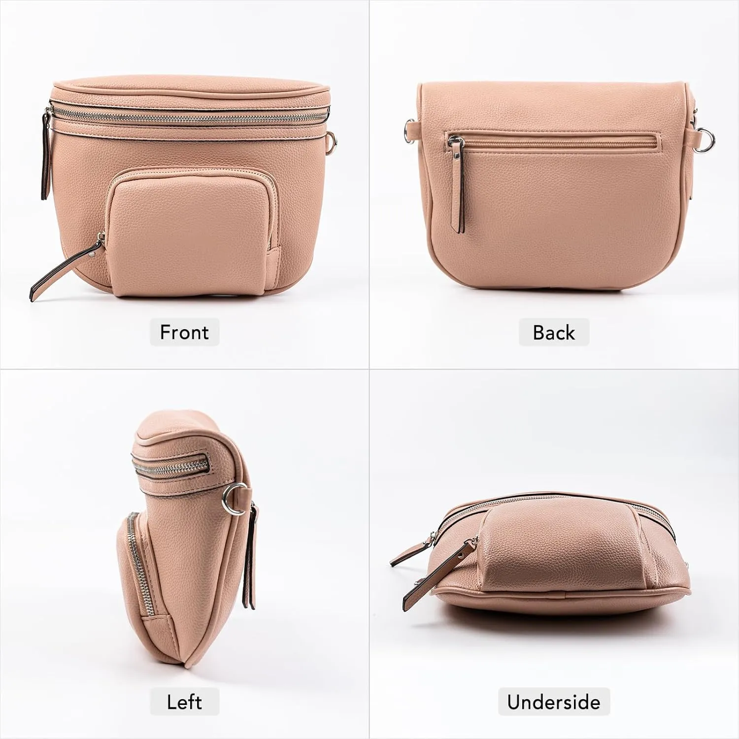 letech  Crossbody Bags for Women Vegan Leather Purses Small Shoulder Handbags with Wide Strap,Waist Bag Travel Belt Bags for Women Men (Naked)