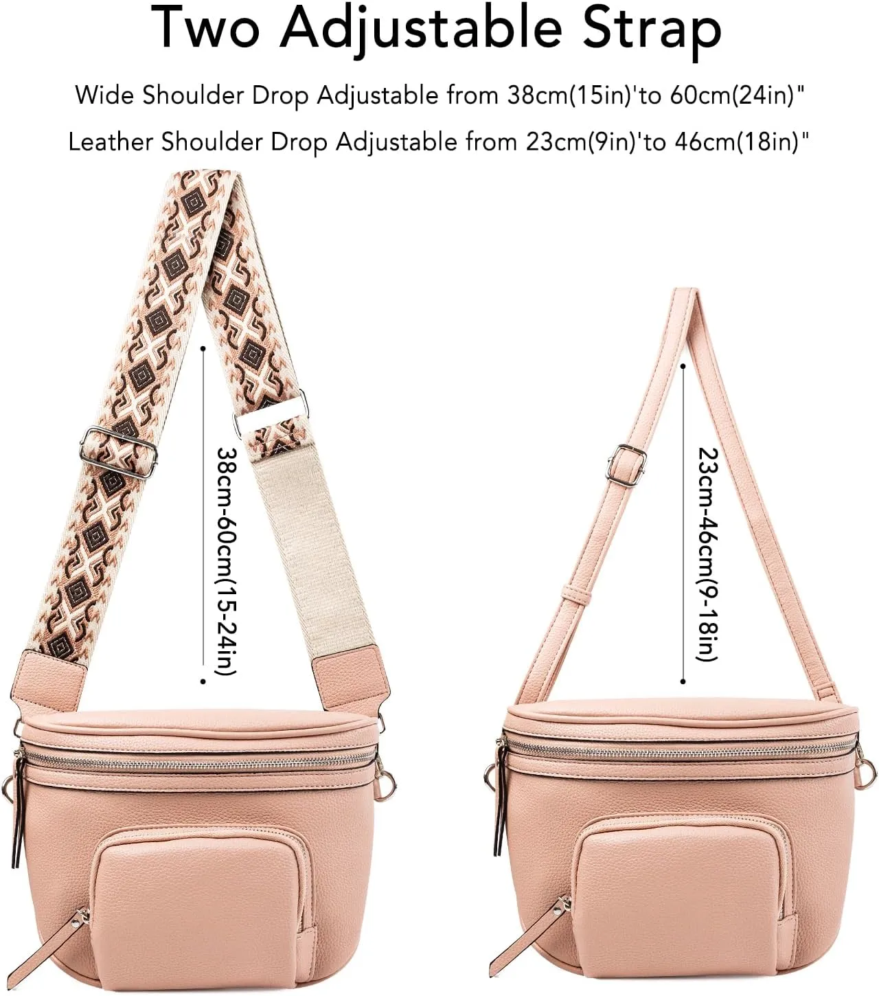 letech  Crossbody Bags for Women Vegan Leather Purses Small Shoulder Handbags with Wide Strap,Waist Bag Travel Belt Bags for Women Men (Naked)