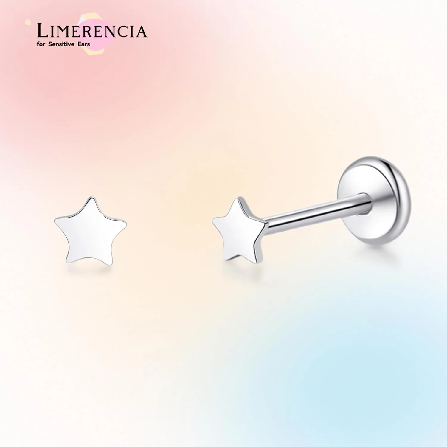 limerencia Titanium Threadless Flat Back Earrings Stud, 20G Press Fit Titanium Push Pop in Cartilage Tragus Labret Lip Medusa Conch Body Piercing Jewelry Hypoallergenic for Women Men