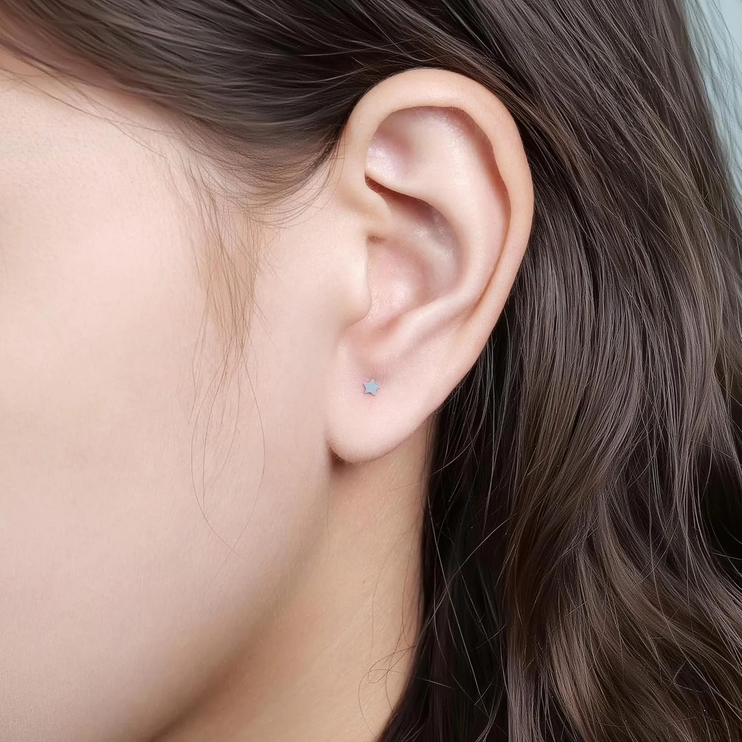 limerencia Titanium Threadless Flat Back Earrings Stud, 20G Press Fit Titanium Push Pop in Cartilage Tragus Labret Lip Medusa Conch Body Piercing Jewelry Hypoallergenic for Women Men