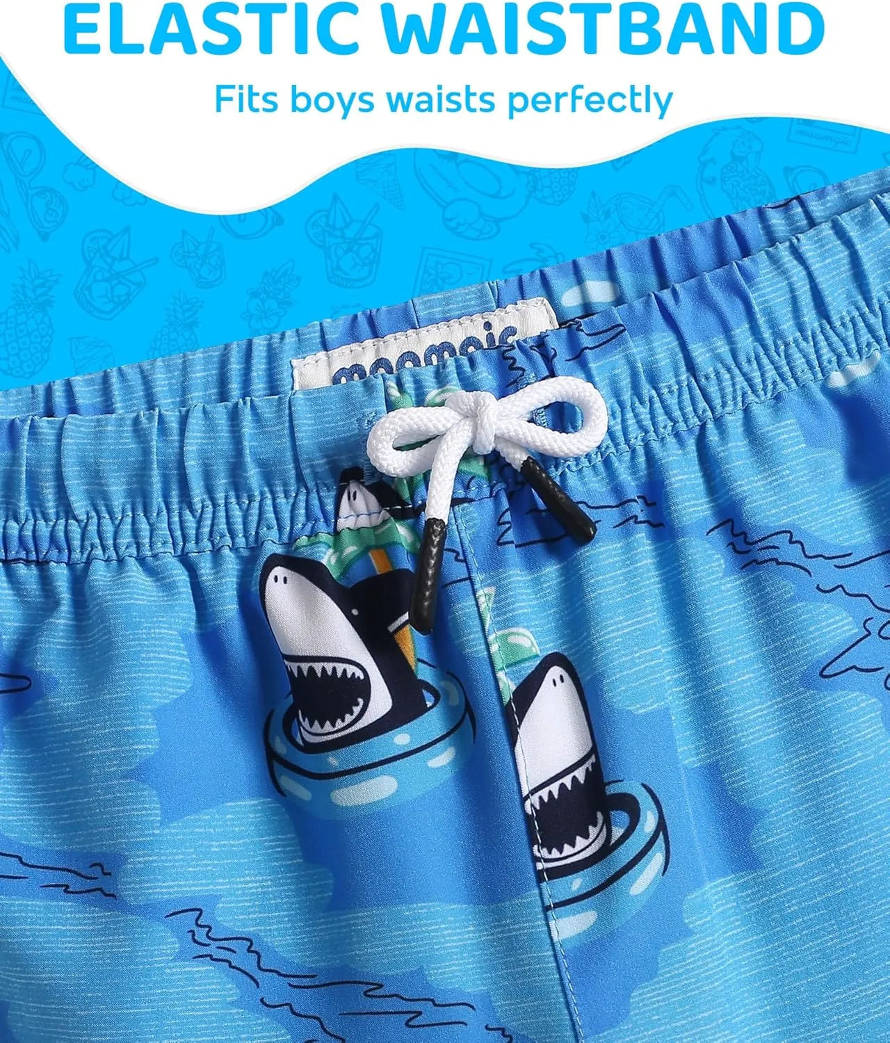 maamgic Boys Swim Trunks with Compression Liner 4-Way Stretch Quick Dry Bathing Suit Toddler Beach Shorts