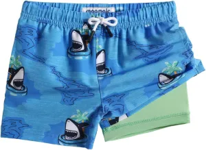 maamgic Boys Swim Trunks with Compression Liner 4-Way Stretch Quick Dry Bathing Suit Toddler Beach Shorts