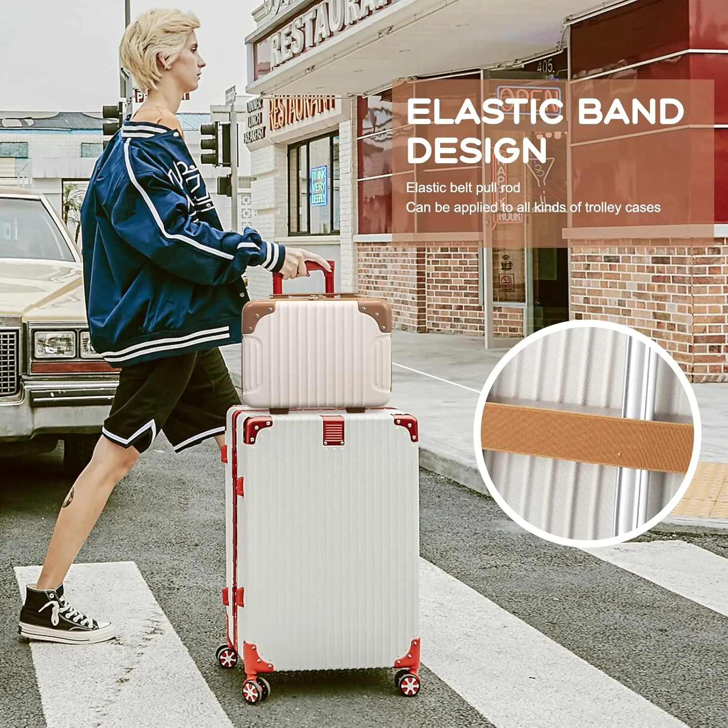 Makeup Travel Case Portable Waterproof Cosmetic Case ABS Hard Shell Toiletry Case with Elastic Band and Zipper for Women Girl Travel Beauty Case for Lipstick Skin Care