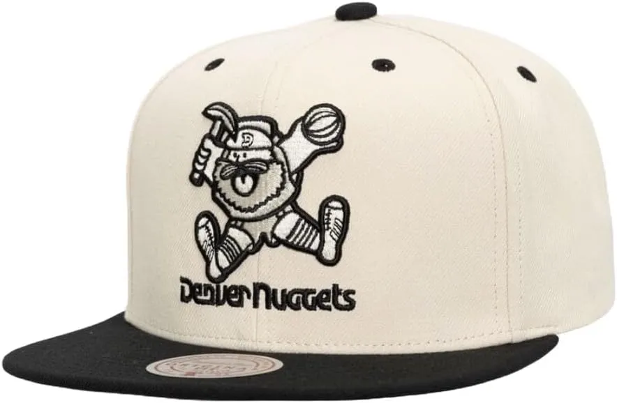 Mitchell & Ness Denver Nuggets NBA Evergreen HWC Snapback Hat Cap, Cream/Black