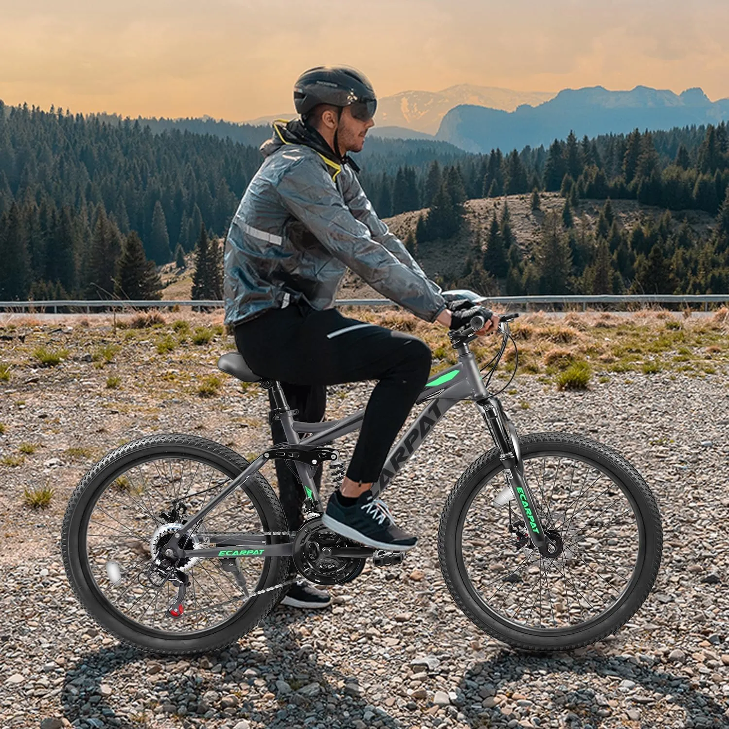 Mountain Bike 24 26 27.5 Inch Dual/Front Suspension Mens Womens Mountain Bike, 21 Speeds Dual Disc Brake, Carbon Steel Mountain Bike, Trail Beach Snow Commuter City Bikes, Birthday Gift Choice