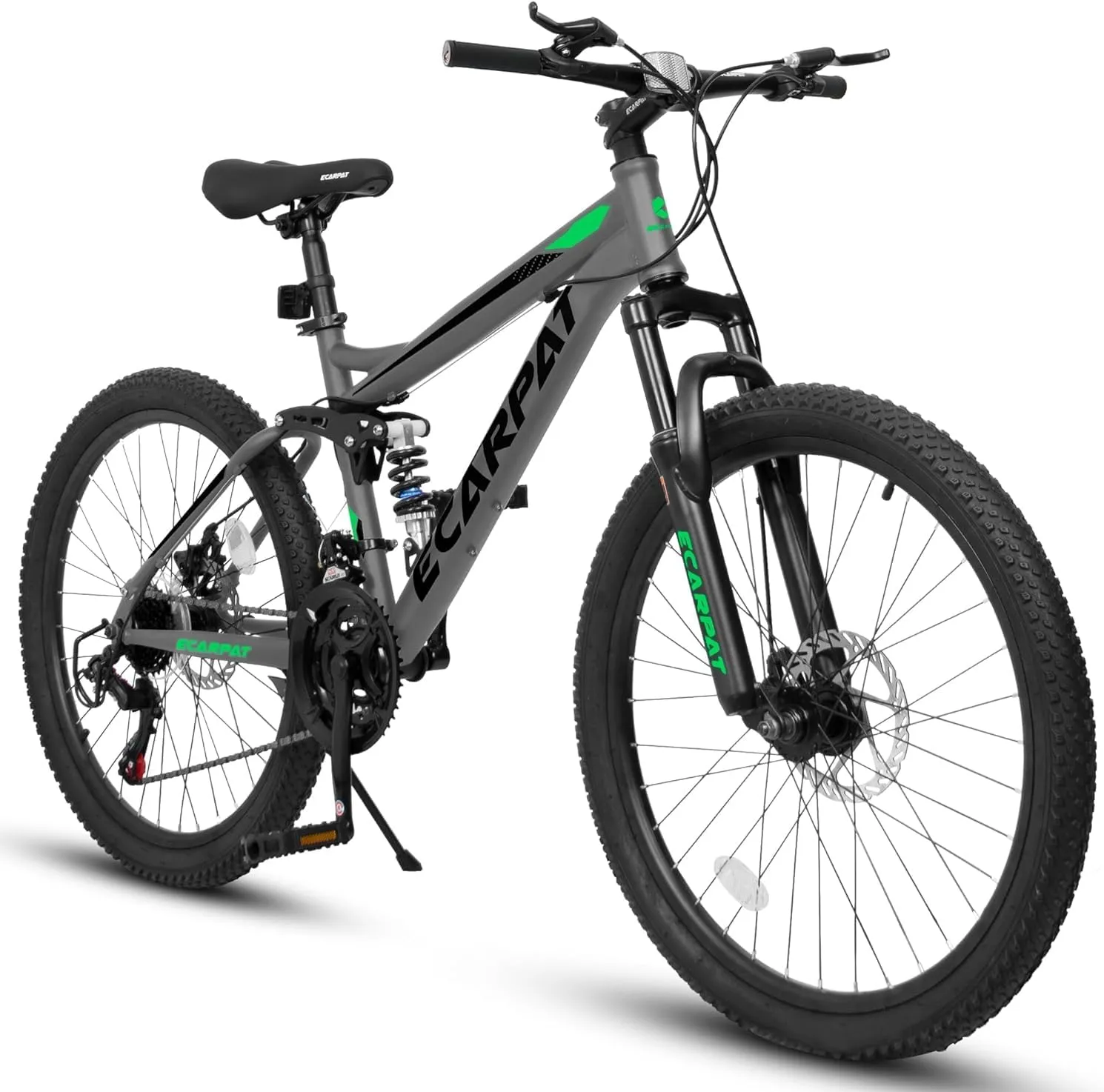 Mountain Bike 24 26 27.5 Inch Dual/Front Suspension Mens Womens Mountain Bike, 21 Speeds Dual Disc Brake, Carbon Steel Mountain Bike, Trail Beach Snow Commuter City Bikes, Birthday Gift Choice