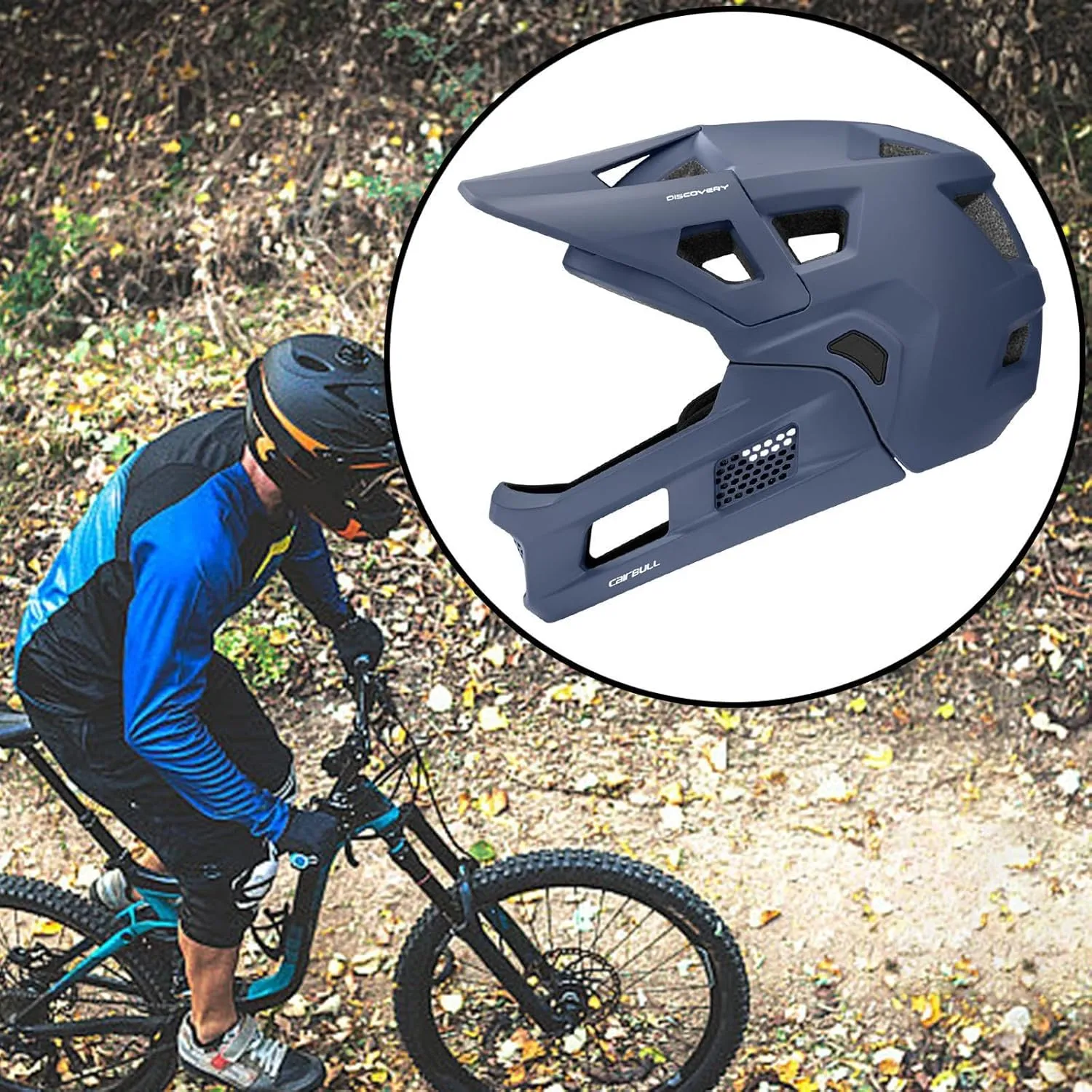 Mountain Bike Helmet Bicycle Helmet, Impact Protection for Adult Men Women, Lightweight & Comfortable with Detachable Chin Pad