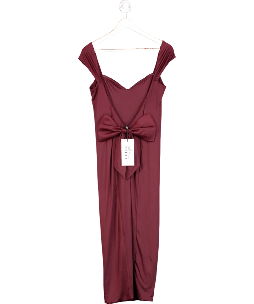 Oh Polly Red Raving Slinky Bow Detail Dress UK 12