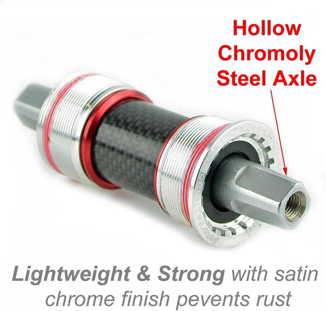 OMNI Racer Worlds LIGHTEST Cromoly Steel TiN Ceramic JIS Square Taper Bottom Bracket: English 68mm: Lengths: 103-127mm: Fits Shimano and Others.