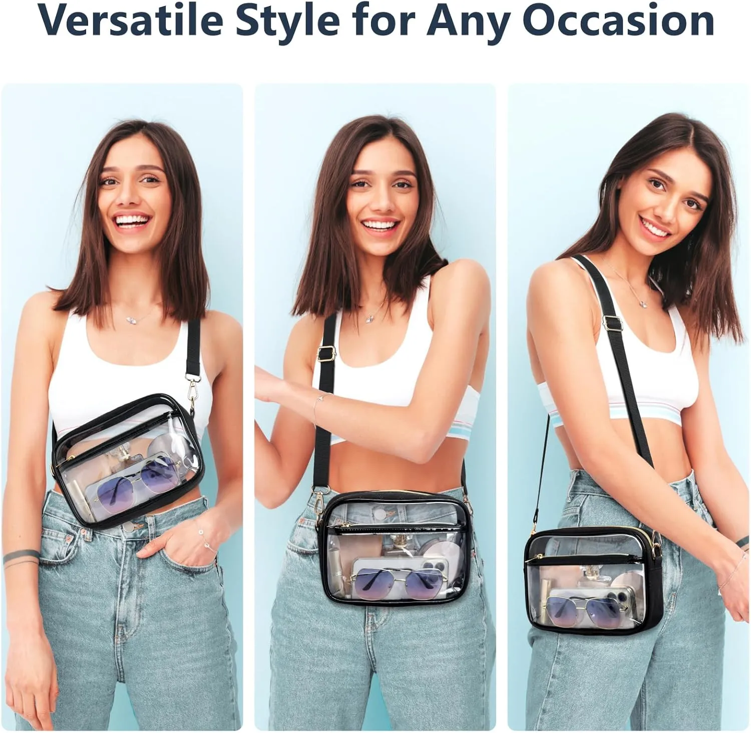PACKISM Clear Bag for Stadium Events - Clear Purses for Women Stadium Crossbody Concert Bag for Game Day, Sports, Festival