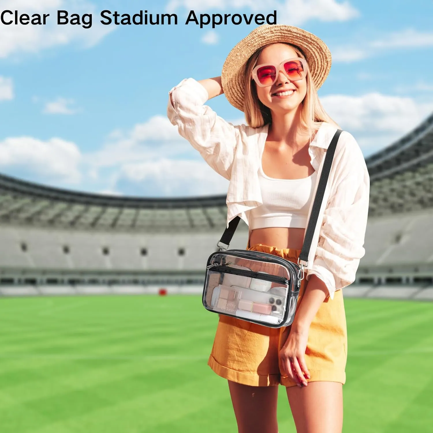 PACKISM Clear Bag for Stadium Events - Clear Purses for Women Stadium Crossbody Concert Bag for Game Day, Sports, Festival