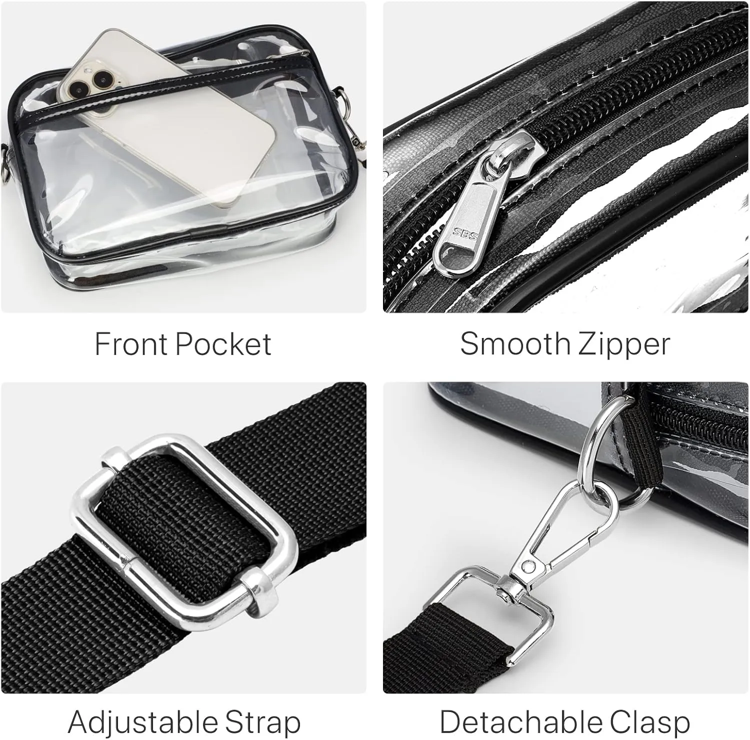 PACKISM Clear Bag for Stadium Events - Clear Purses for Women Stadium Crossbody Concert Bag for Game Day, Sports, Festival