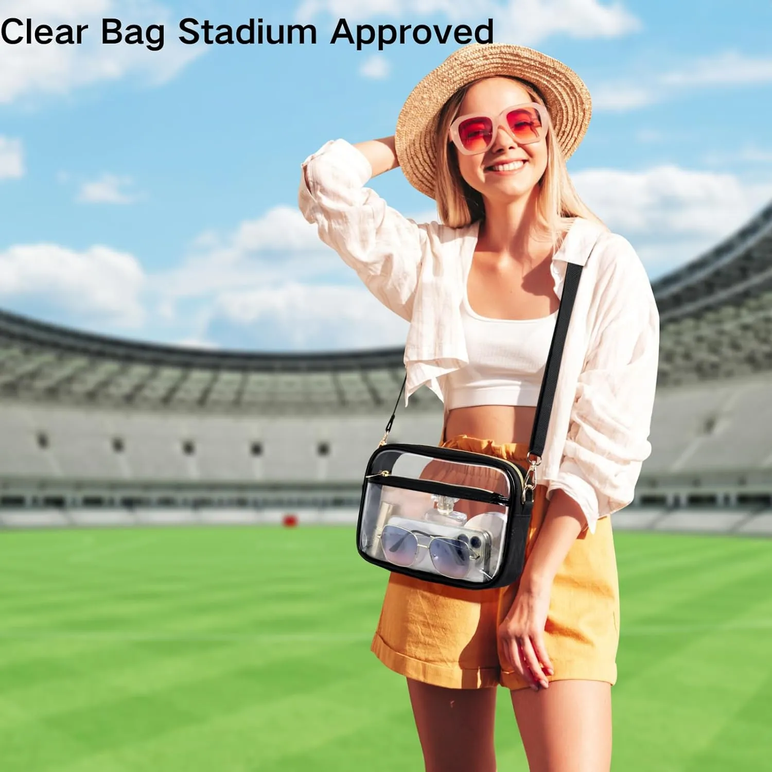 PACKISM Clear Bag for Stadium Events - Clear Purses for Women Stadium Crossbody Concert Bag for Game Day, Sports, Festival