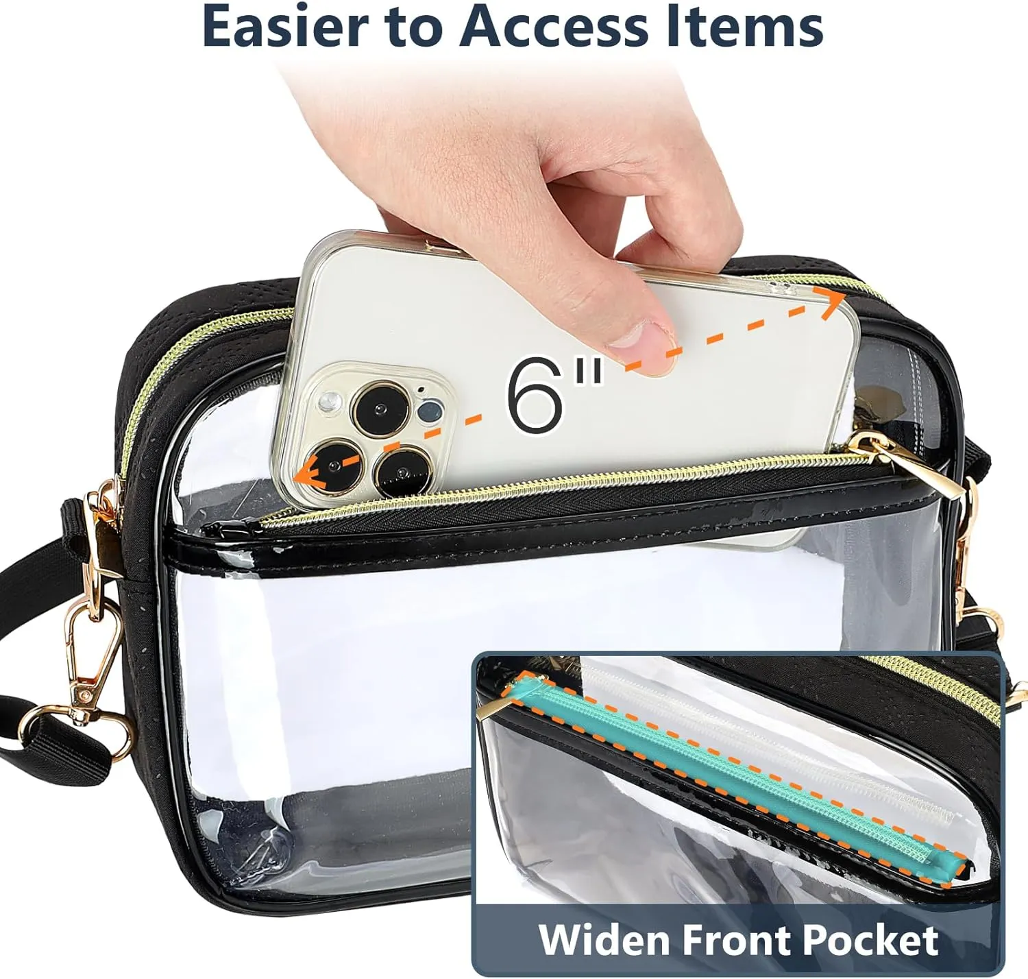 PACKISM Clear Bag for Stadium Events - Clear Purses for Women Stadium Crossbody Concert Bag for Game Day, Sports, Festival