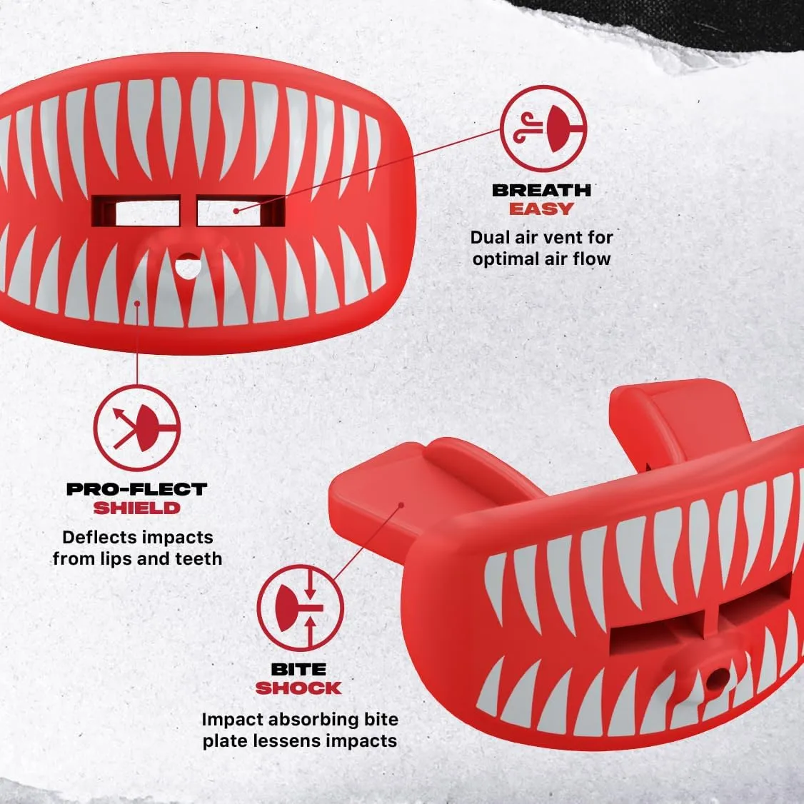 SafeJawz Sports Lip Guard, Football Mouth Guard with Connected Strap, Adults and Junior Breathable Pacifier Lip Protector, American Football, Lacrosse
