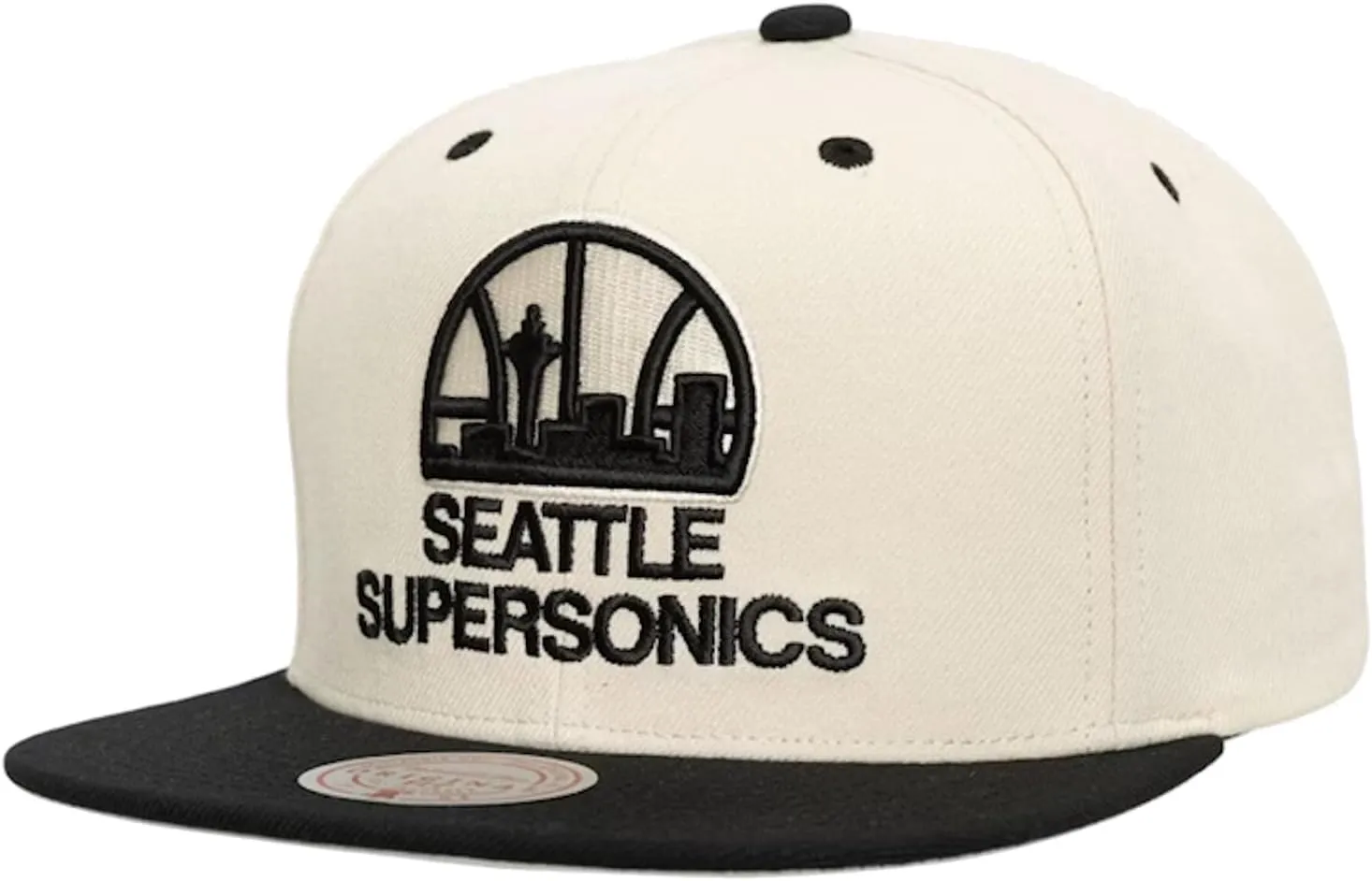 Seattle Supersonics Cream/Black Hardwood Classics Evergreen Snapback Hat
