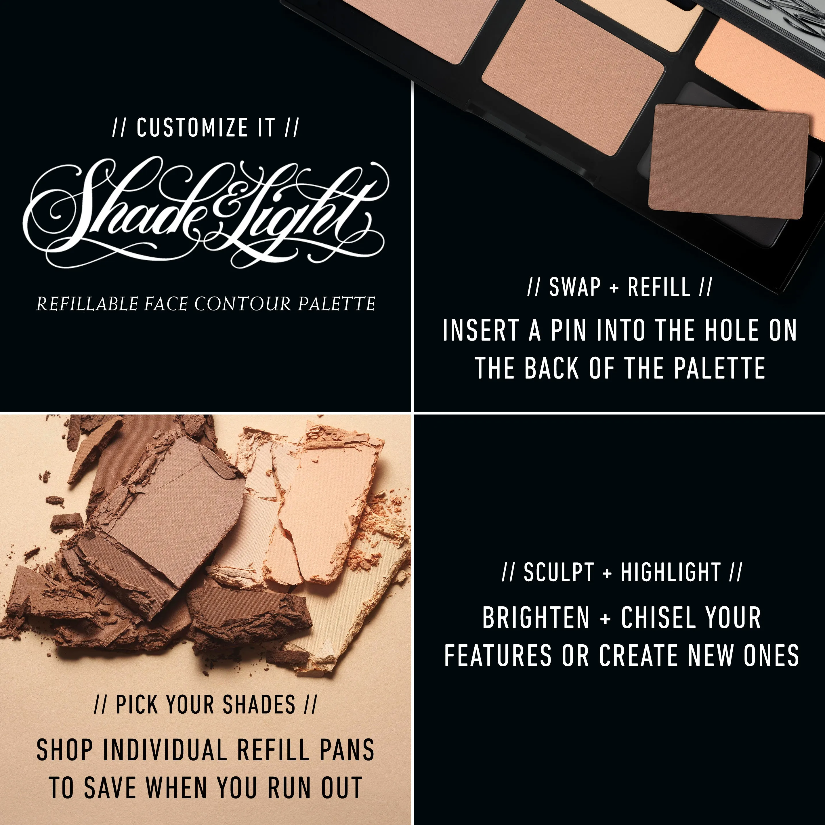 Shade   Light Refillable Face Contour Palette