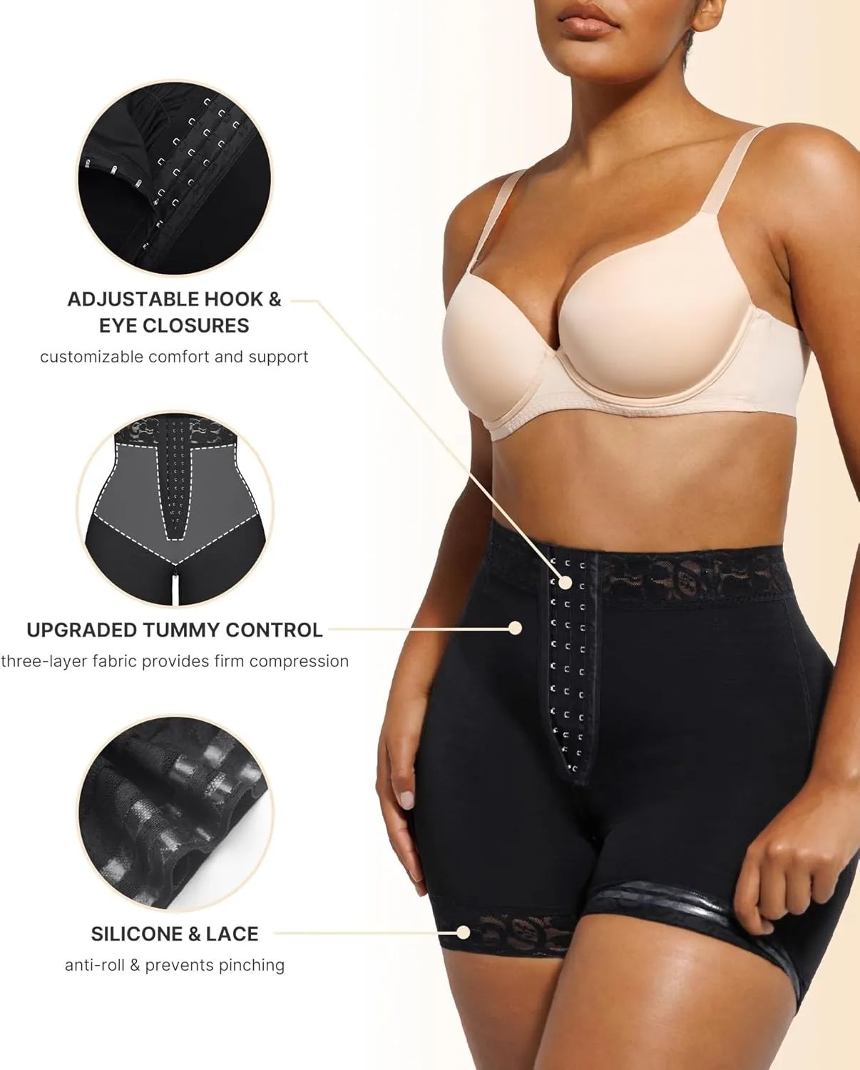 SHAPELLX Butt Lifter Shapewear Tummy Control Shorts For Women Waist Cincher With Hook Zipper Closure Body Shaper Wear