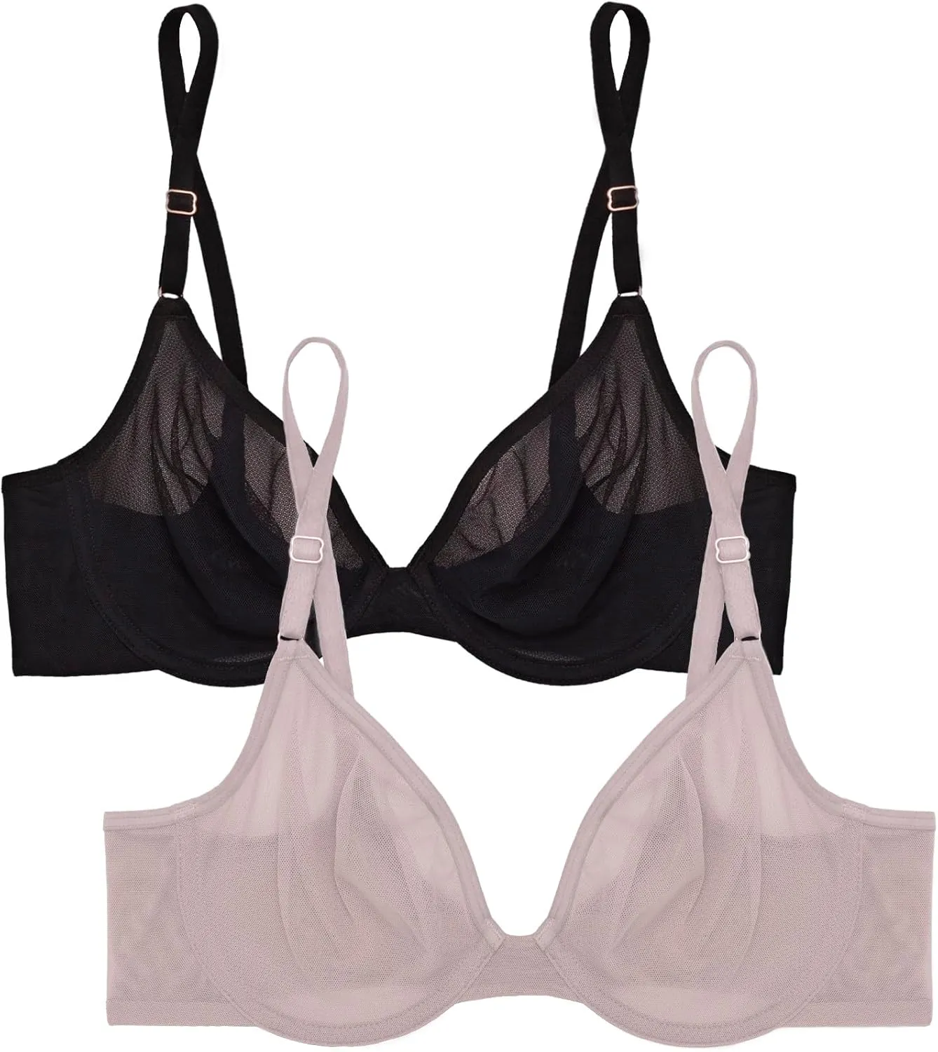 Smart & Sexy Sheer Mesh Demi Underwire Bra  Available in Single or 2-Pack, Flirty & Supportive