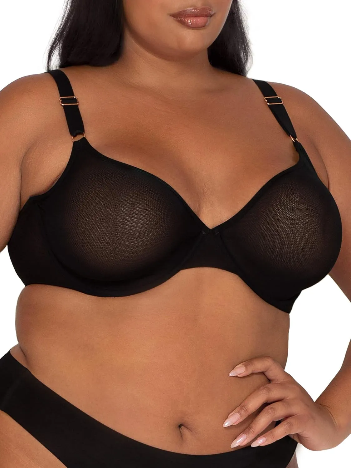 Smart & Sexy Sheer Mesh Demi Underwire Bra  Available in Single or 2-Pack, Flirty & Supportive