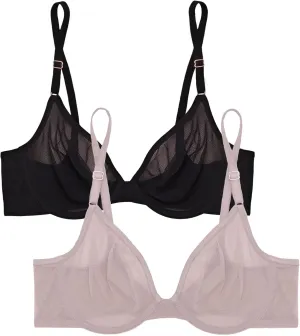 Smart & Sexy Sheer Mesh Demi Underwire Bra  Available in Single or 2-Pack, Flirty & Supportive